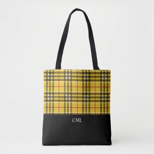 Monogram Clan MacLeod Zwart en Geel Plaid Draagtas (Voorkant)