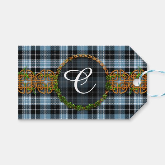 Monogram Clark Tartan Cadeaulabel (Voorkant (Horizontaal))