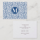 Monogram Classic Blue Sunflower Visitekaartje (Voorkant / Achterkant)