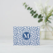 Monogram Classic Blue Sunflower Visitekaartje (Staand voorkant)