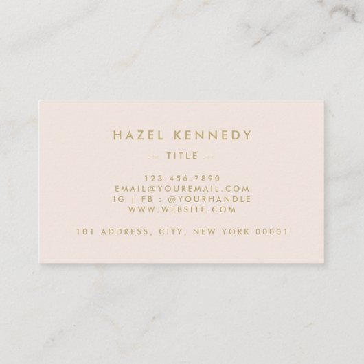 Monogram | Classic Blush Roze Goud Eenvoudige Chic Visitekaartje (Achterkant)