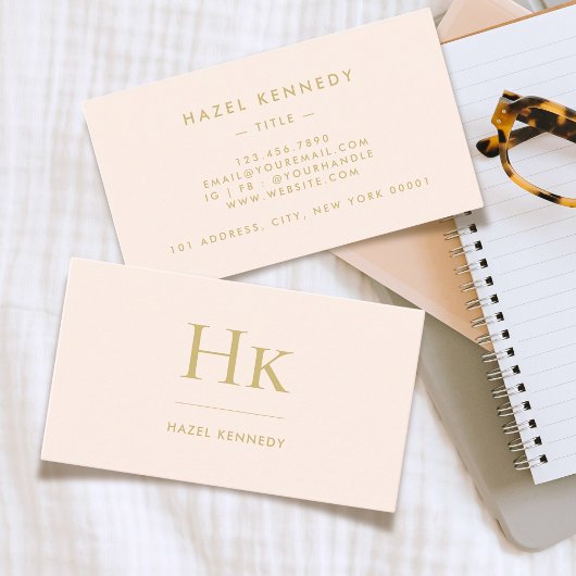 Monogram | Classic Blush Roze Goud Eenvoudige Chic Visitekaartje
