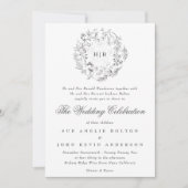 Monogram Classic Botanical Florals Wedding Kaart (Voorkant)