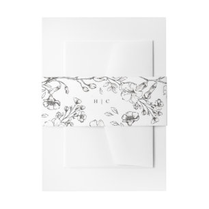 Monogram Classic Botanical Florals Wedding Uitnodigingen Wikkel