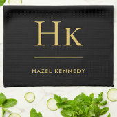 Monogram Classic Eenvoudig Elegant Zwart Goud Theedoek