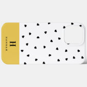 Monogram Classic Elegant Hearts Wit en Geel Case-Mate iPhone Case (Achterkant (horizontaal))