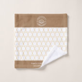 Monogram Classic Elegant Minimaal Wit en Koffie Bad Handdoek (Wasdoekje)