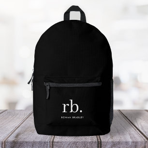 Monogram Classic Elegant Minimal Black en White Bedrukte Rugzak