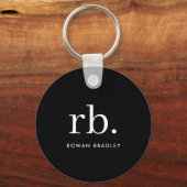 Monogram Classic Elegant Minimal Black en White Sleutelhanger (Voorkant)