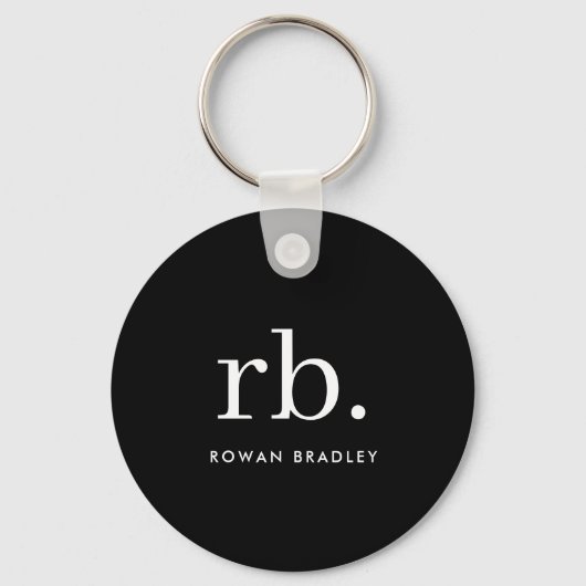 Monogram Classic Elegant Minimal Black en White Sleutelhanger (Achterkant)
