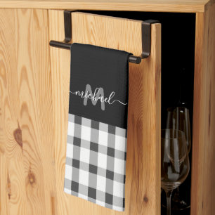 Monogram Classic Elegant Minimal Black en White Theedoek