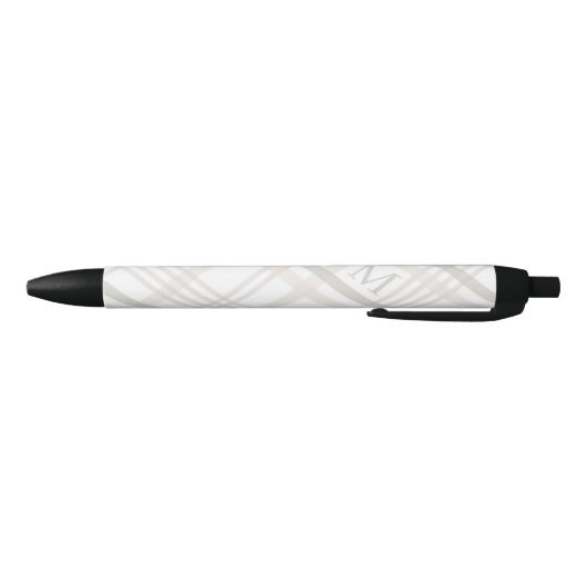 Monogram Classic Elegant Minimal Initiaal Plaid Zwarte Inkt Pen (Bodem)