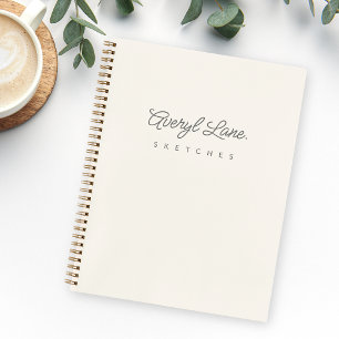 Monogram Classic Elegant Minimal Ivory Sketchbook Notitieboek