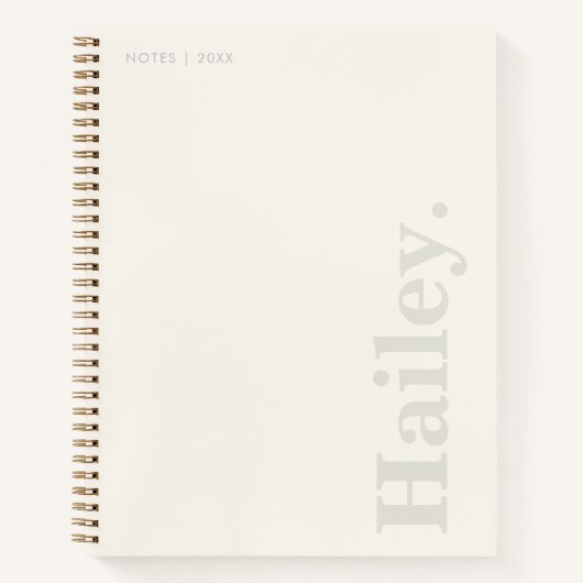 Monogram Classic Elegant Minimal Ivory White Naam Notitieboek (Voorkant)