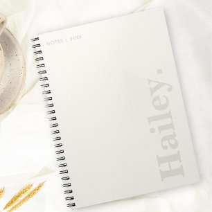 Monogram Classic Elegant Minimal Ivory White Naam Notitieboek