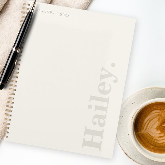Monogram Classic Elegant Minimal Ivory White Naam Planner