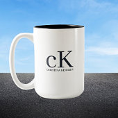 Monogram Classic Elegant Minimal Tweekleurige Koffiemok