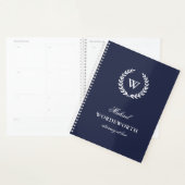 Monogram Classic Élégant Professional Blue Planner (Devant avec enveloppe)