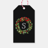 Monogram Classic Holly WreatCustom Kerstmis Cadeaulabel (Voorkant)