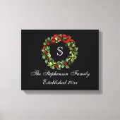Monogram Classic Holly WreatCustom Kerstmis Canvas Afdruk (Voorkant)