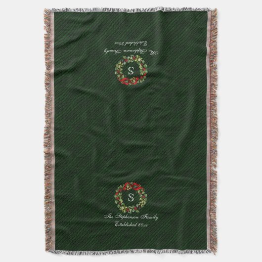 Monogram Classic Holly WreatCustom Kerstmis Deken (Voorkant Verticaal)