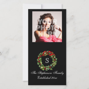 Monogram Classic Hulst Krans Aangepaste Kerstmis Feestdagenkaart