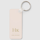 Monogram Classic Modern Minimalist Blush Gold Naam Sleutelhanger (Achterkant)