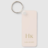 Monogram Classic Modern Minimalist Blush Gold Naam Sleutelhanger (Voorkant)
