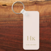 Monogram Classic Modern Minimalist Blush Gold Naam Sleutelhanger (Voorkant)