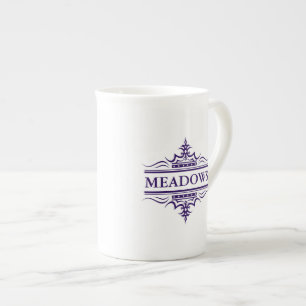 Monogram Classic Navy Blue & White Bone China Mok