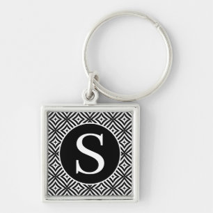 Monogram Classic Serif RF Diamond Black Sleutelhanger