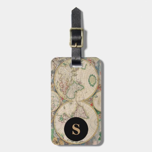 Monogram Classic Travel Wereldkaart Bagagelabel (Voorkant verticaal)