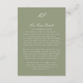 Monogram Classic White Sage Wedding Details Info Informatiekaartje