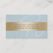 Monogram classy Gold Stripe Blue Linen Visitekaartje (Achterkant)