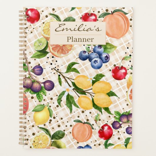 Monogram classy pretty beige and brown Citrus Planner (Voorkant)
