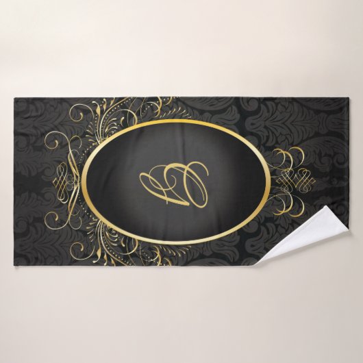 Monogram Classy Royal Style Towne en or noir (Serviette de bain)