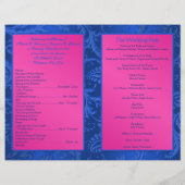 Monogram Cobalt en Fuchsia Damask Wedding Programm (Achterkant)