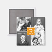 Monogram Collage Gepersonaliseerde Fotomagneet - O Magneet (Voorkant / Achterkant)