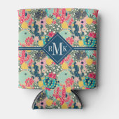 Monogram | Colorful Polka Dot Cactus Pattern Blikjeskoeler (Voorkant)