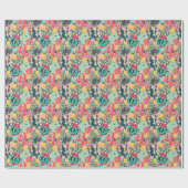 Monogram | Colorful Polka Dot Cactus Pattern Cadeaupapier (Vlak)