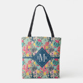 Monogram | Colorful Polka Dot Cactus Pattern Draagtas (Achterkant)