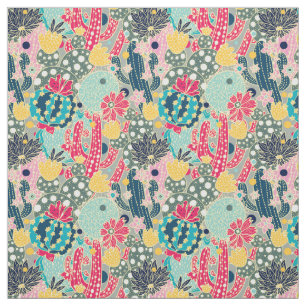 Monogram Colorful Polka Dot Cactus Pattern Stof