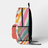  Monogram Colorful Retro Wavy Stripes Bedrukte Rugzak (Rechts)