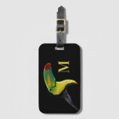 Monogram Colorful Tropical Bird Toucan Bagagelabel (Voorkant (verticaal))