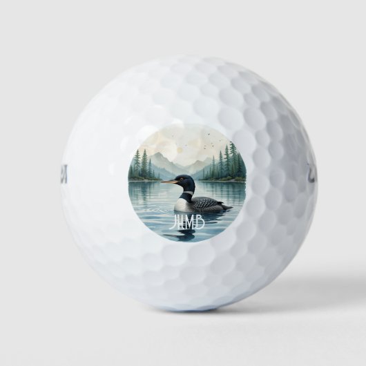 Monogram Common Loon Bird Nature Animal Golfballen (Voorkant)