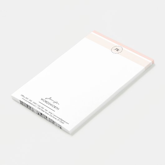 Monogram Coral Pastel Professional Post-it® Notes (Incliné)