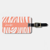 Monogram Coral Pink Zebra Pattern Bagagelabel (Voorkant horizontaal)
