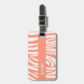 Monogram Coral Pink Zebra Pattern Bagagelabel (Voorkant verticaal)