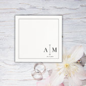 Monogram Couple Date Simple Border Wedding Servet