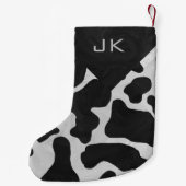 Monogram Cow Black en White Print Pattern Kleine Kerstsok (Achterkant)